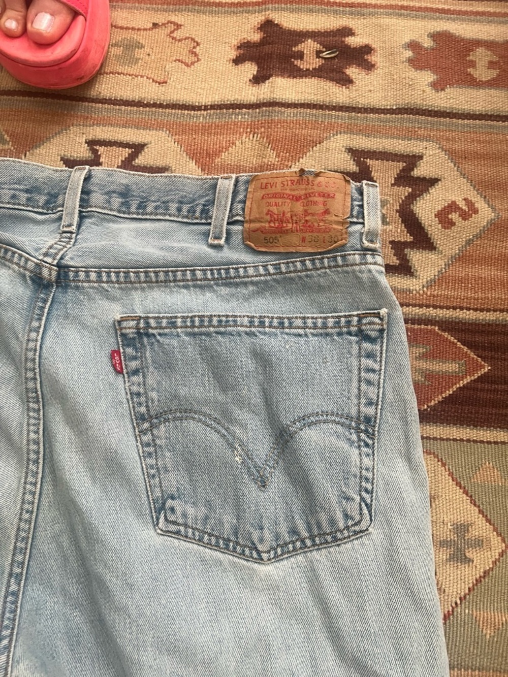 Vintage 505 Levi's Light Blue Relaxed Men’s Jeans - Straight Leg 38x26 - Picture 3 of 12